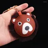 Portachiavi TODOX Portachiavi Car Ring Lucky Lion Animal PU Leather Round Fashion Women Bag Pendant 4colors Gift Man