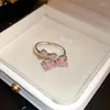 Clusterringen KAITIN Zirkoon Strik Open Ring Zoet Schattig Temperament Wijsvinger Mode Persoonlijkheid Veelzijdig Licht Luxe Accessoires