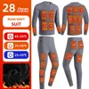 Men's Sleepwear Sale 28 Zones Heated Underwear Set Men Women Winter Heated Suit Motorcycle USB Electric Powered Thermal Heating Motorcycle Pant 231127