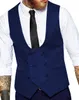 Men's suit vest V-nec fashionable formal slim fit double breasted 2 real pockets herringbone vest free shipping for the groom