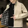 Jaquetas masculinas reversíveis bombardeiro homens xadrez outwear moda bonito streetwear na moda casual adolescentes masculino piloto bf casacos hombre elegante