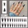 Faux Ongles 24pcs Détachable DIY Gradient Black Press On French Long Fake Stiletto