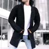 Camisolas masculinas outono inverno homens cor sólida camisola de malha gola alta cardigan jacquard casaco longo casaco de manga comprida quente slid lapela roupas 231127