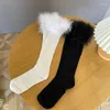 Women Socks Down Stockings Female JK High Lolita Solid Color Cute Cotton Beautiful Legs Girl Street Dress Student Knee