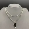 P Classic Designer Silver Color Necklace Triangle Letters Love Trendy Punk Triangle Brand Jewlery Emamel Womens Pendants Halsband