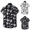 Camisetas de T Men Men Manga curta Blusa Hawaiian Camisetas impressas de algodão Summer Beach Botão de férias Camisa masculina Tops