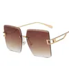 Sunglasses Fashion Style Women Metal Hollow Out Leg Rimless Cut Edge Women's Anti-reflective Female Sun Glass