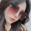 Sunglasses Fashion Style Women Metal Hollow Out Leg Rimless Cut Edge Women's Anti-reflective Female Sun Glass