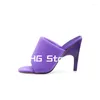 Sandals Ladies Candy Color Shoes One Strap Slippers Summer Women Patent Leather High Heels Fashion Round Toe Peep Size 43