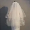 VEILOS BRIDAL NUZK CURTO CELHO DE CELHO DE CELHO CURTO BRANDO IVORY CABEÇA VEIL