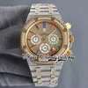 SF SF26333 Japan Miyota Quartz Chronograph Movement Mens Watch Yellow Gold Bezel Iced Out Diamond Dial Stick Markers Two Tone Diamonds Armband Eternity Watches