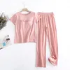 Dames Nachtkleding Dames Modale Pyjama Sets Lente Zomer Korte mouw Top en broek Zacht pak Huiskleding Vrouwelijke Pijama