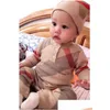 Rompers niemowlę dziecięce ubrania zimowe nowonarodzona chłopiec dzianin kombinezon kombinezon z kapturem dziecięcy maluch ciepłe odzież wierzchnia i dostawa kapeluszu Dhy8Q