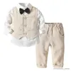 Clothing Sets Boys Suits Clothes Suits For Wedding Formal Party Striped Baby Vest Shirt Pants Kids Boy Clothing Set