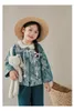 Jackets Coats Girls Fragmented Flowers Coat Autumn Children Clothing Retro Oil Painting Art Design Sense Outerwear Attractive