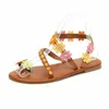 Sandals Women Boho Flower Flip Flops Ladies Summer Beach Holiday Flat Shoes Size