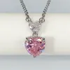 Stor kärlekshjärta rosa / gul zirkoniumhänge halsband för kvinnor källkedjan smycken bankettparti gåva