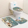 Gordijnen Zeester Shell Stof Douchegordijn Badkamer Gordijnen Sets Antislip Strandstijl Patroon Wc Polyester Cover Mat Set