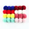 Porte-clés couleur mixte bricolage 4-5cm fausse fourrure pompon boules artificielles pom pour chapeaux casquette écharpe gants porte-clés H291