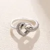 925 anello cardiaco annodati in argento sterling con chiodo CZ in forma di gioielli Pandora Gioielli Anello di moda per le donne