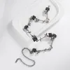 Ketten Lifefontier Trendy Black Crystal Rose Flower Halsketten für Frauen Vintage Plant Party Charm Choker Halskette Statement Schmuck