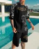 Men's T Shirts Summer Retro Beach Style 3D Printed Men's Oversized Clothes T-shirt Shorts Outfits Sets Cool Tees Streetswear Tracksuit
