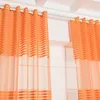 Curtain 2023 Orange Thick Tulle Curtains Sheer For Living Room Bedroom Stripes Window Treatment Home Decoration Panel Drapes