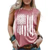 Tanks pour femmes Été USA Drapeau américain 3D Imprimer Débardeurs Sexy Femme Streetwear Y2K Gilet surdimensionné Hors épaule Camisole sans manches