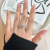 Cluster Rings S925 Sterling Silver Ring Women's Fashion Design Sense One Simulated Diamond Wedding