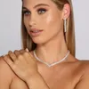 Diamant-Ohrring-Halskettensatz Arbeiten Sie heiße verkaufende Schmucksachen rautenförmige Halsketten-gesetzte ethnische Art-Abend-Partei-Nachtklubrhinestone-Choker-weibliche Halskette um