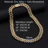 Modedesigner halsband Ny full diamant kubansk kedja med högkvalitativ 18 mm box spänne legering mens hip hop kubansk länk kedja halsband