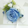 Decorative Flowers Artificial Flower Wedding Bride Wrist Corsage Men Brooch Pins Girl Bracelet White Blue Buttonhole