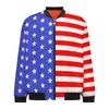 Vestes pour hommes Drapeau américain Hiver USA Étoiles et rayures Manteaux décontractés modernes Fermeture à glissière pour hommes Coupe-vent en vrac Design Veste de grande taille C84G