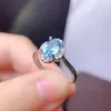 Cluster-Ringe 925 reines Silber im chinesischen Stil natürlicher Aquamarin Damen-Luxus-klassischer ovaler verstellbarer Edelstein-Ring Feine Schmuckunterstützung