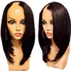 Natural Black U Part Human Hair Wigs For Women Middle/Left/Right 2"x4" Wig Glueles Remy 180 %