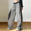Pantalon ample de styliste pour femmes, couleur unie, mode de rue, taille haute, couleur contrastée, jambes droites, nouvelle collection automne 2023