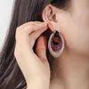 Boucles d'oreilles pendantes plaquées or rose avec oxyde de zirconium pour mariée, grande fête, grand cerceau rond noir