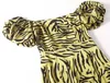Jurken Fashion Week Supermodel Dezelfde gele tijgerluipaardprint Jurk met rechte hals Dames Feest 2022 Prestigieuze avondjurken