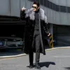 Men's Fur Faux Fur Men's Faux Mink Coat Winter Long Fur Coat Black Color Warm Windbreaker Plus Size Fur Collar Luxur Brands Men's Clothing Jackets 231127