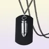 Stainless Steel Men's Blank Dog Necklace with Bullet Pendant on Chain - Silver, Gold, Black2367147