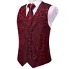 Gilet da uomo Gilet da uomo in seta paisley Rosso Nero Blu Verde Viola Gilet jacquard Giacca Cravatta Hanky Gemelli Clip Matrimonio Business Hi-Tie