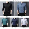 Herrklänningskjortor toppar blus skjorta Hemd daglig affärsknapp ner avslappnad formell långärmad mens smala män