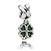 Löst ädelstenar Original Emalj Fyra-löv Clover Flower Palm Tree med Crystal Pendant Fit Europe Armband 925 Sterling Silver Charm Jewelry