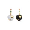 Boucles d'oreilles pendantes 2023 coréen haut de gamme rétro conception de niche amour boucles d'oreilles femmes lumière luxe émail glaçure en gros élégant bijoux en métal cadeaux