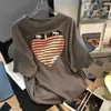 Tops Plus Size 6XL 150kg Summer Short Sleeve Cotton TShirt Female Harajuku Casual Hearted Howllow Out Tees Loose Oversized Top