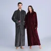 Vêtements de nuit pour hommes Femmes Hiver Zipper Extra Long Jacquard Flanelle Peignoir chaud Plus Taille Coral Fleece Bath Robe Enceinte Robe de chambre Hommes