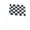 Party Decoration 10Pcs Race Car Checker Flags 21x14cm Black White Checkered Checkerboard Banners For Birthday