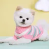 Hundkläder kläder husdjur stickad tröja hålla varm valp pullover kläder färgblock tröjor höst och vinter