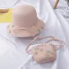 Caps Hats Beach Summer Baby Kids Girl Bow Straw Flat Brim Hat Hiking Cap Travel vacation Sunscreen hatShoulder Bags 230426