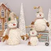 Gartendekorationen 60 50 26 cm große Weihnachtspuppen Dekoration kurze Plüsch-Printe Weihnachtsmann-Schneemann-Puppe für Baumschmuck Figur 231124